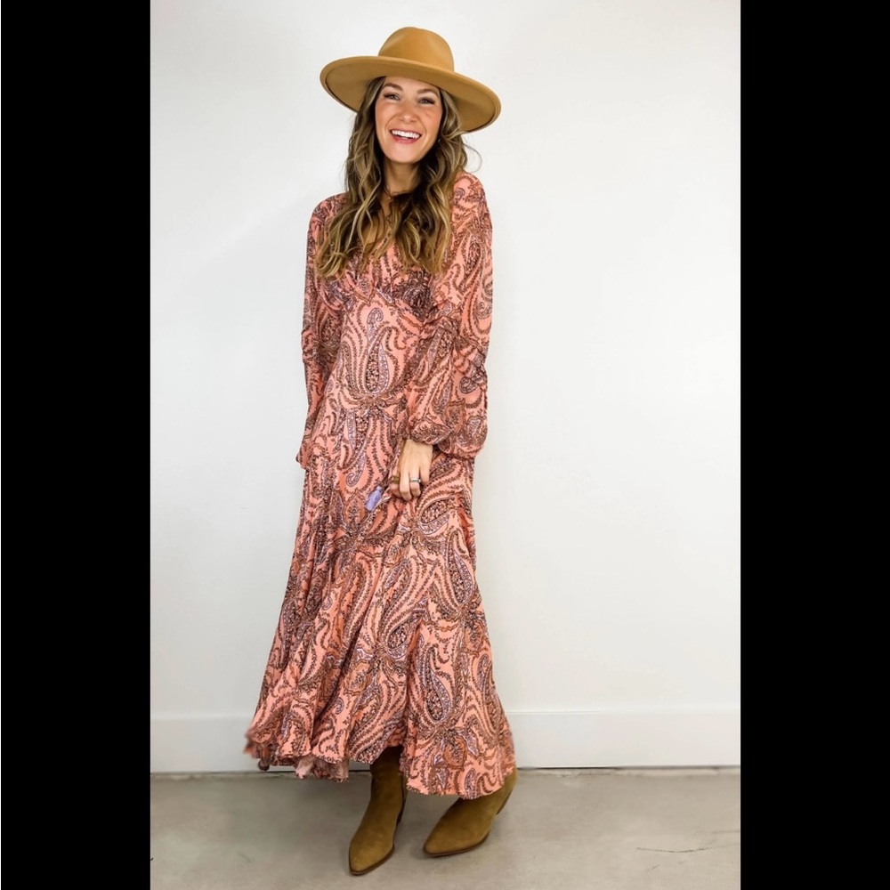 Free People Pink Paisley Maxi Dress